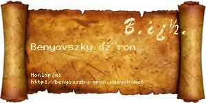 Benyovszky Áron névjegykártya
