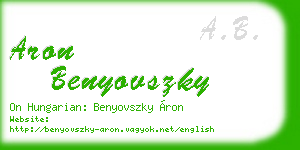 aron benyovszky business card